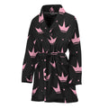 Pink Crown Pattern Print Women's Bathrobe