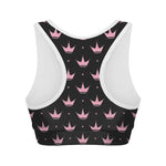 Pink Crown Pattern Print Women's Sports Bra
