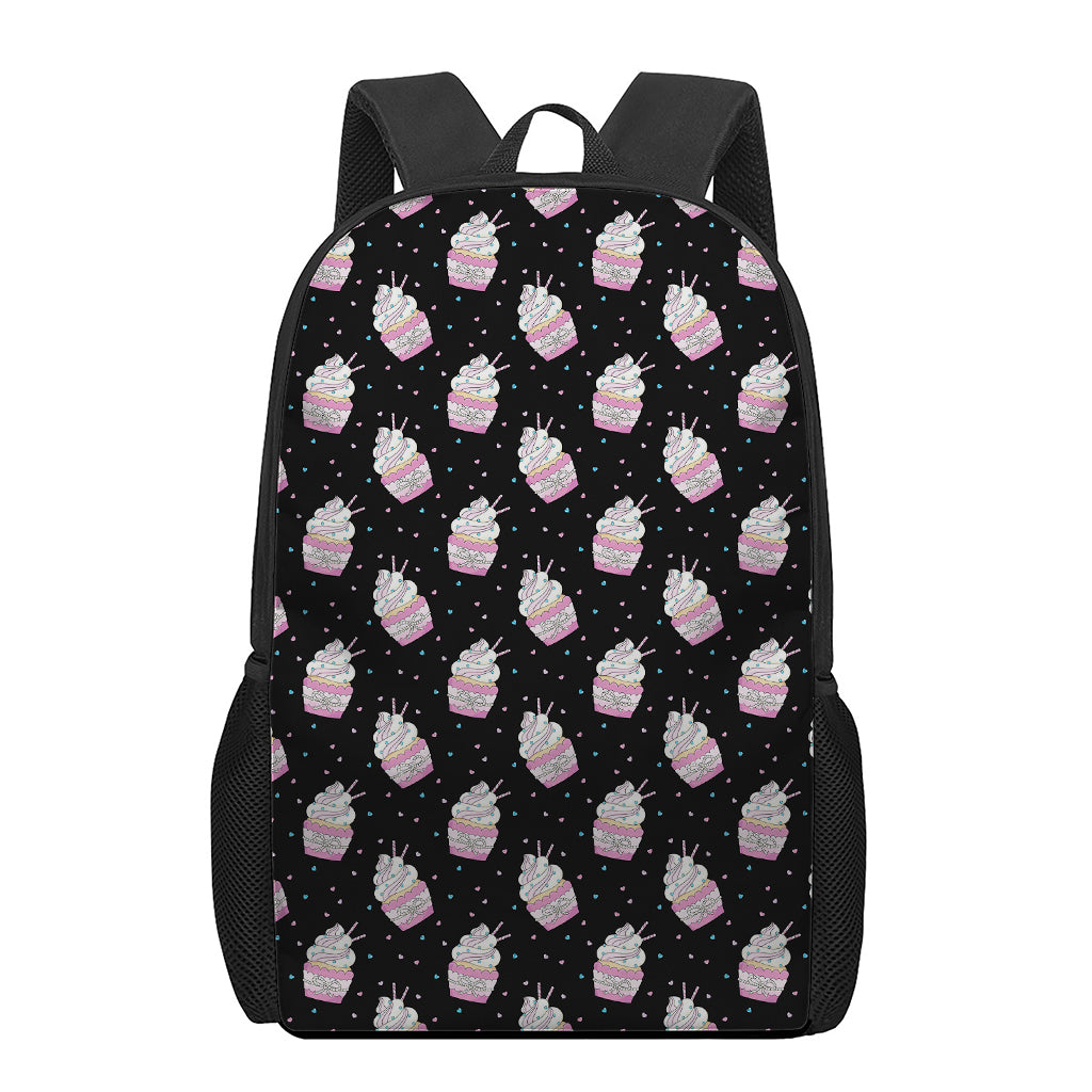 Pink Cupcake Pattern Print 17 Inch Backpack