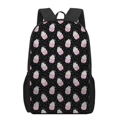 Pink Cupcake Pattern Print 17 Inch Backpack