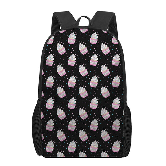 Pink Cupcake Pattern Print 17 Inch Backpack