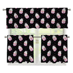 Pink Cupcake Pattern Print 3 Piece Kitchen Curtains