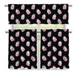 Pink Cupcake Pattern Print 3 Piece Kitchen Curtains