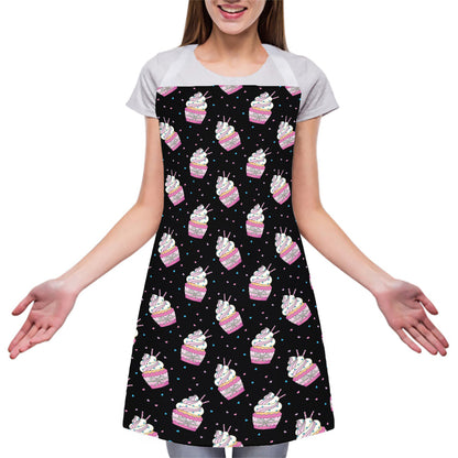 Pink Cupcake Pattern Print Adjustable Apron