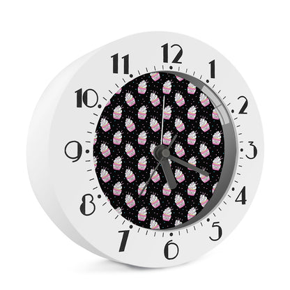 Pink Cupcake Pattern Print Alarm Clock