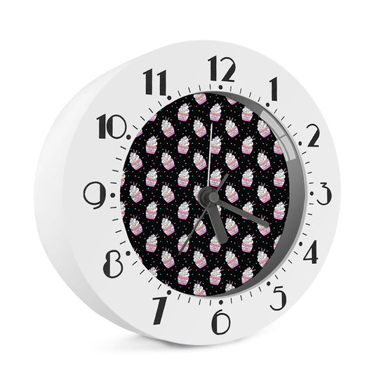 Pink Cupcake Pattern Print Alarm Clock