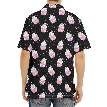 Pink Cupcake Pattern Print Aloha Shirt