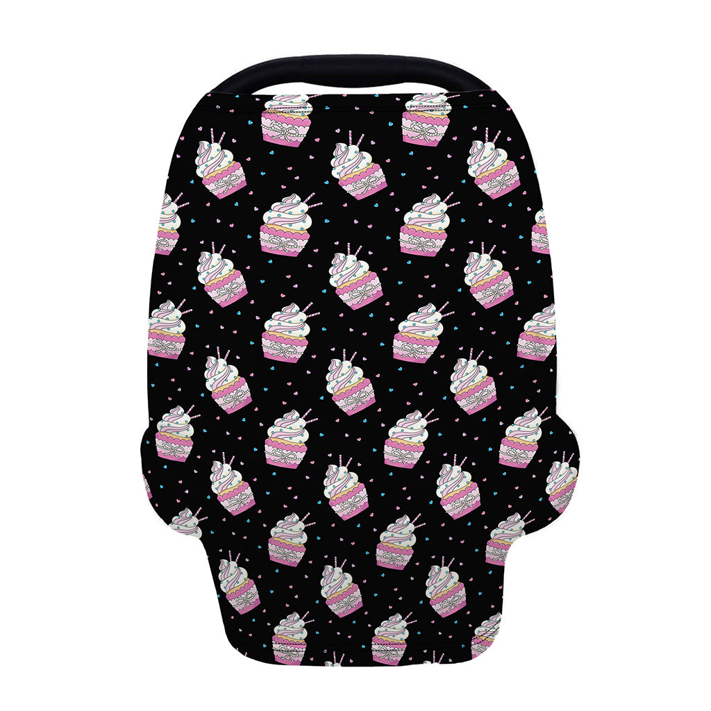 Pink Cupcake Pattern Print Baby Seat Cover