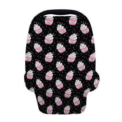 Pink Cupcake Pattern Print Baby Seat Cover