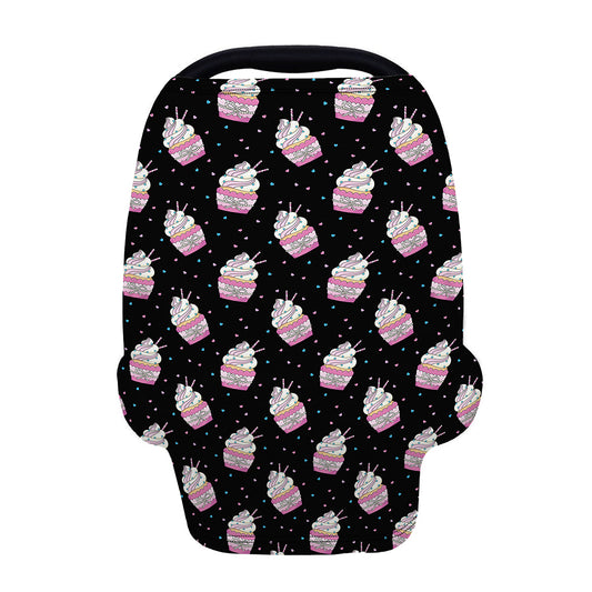 Pink Cupcake Pattern Print Baby Seat Cover