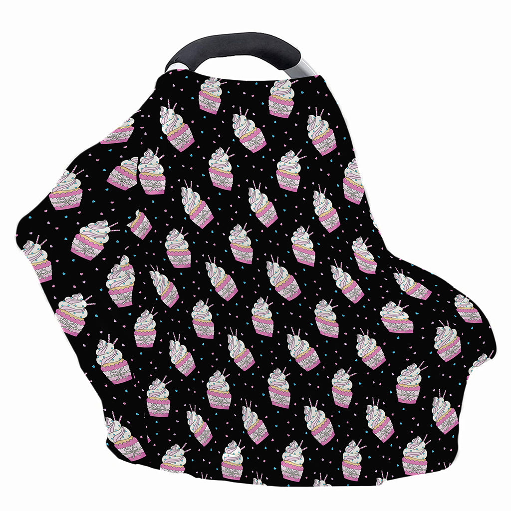 Pink Cupcake Pattern Print Baby Seat Cover