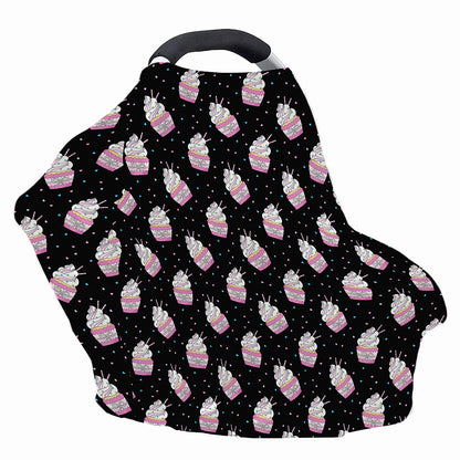 Pink Cupcake Pattern Print Baby Seat Cover