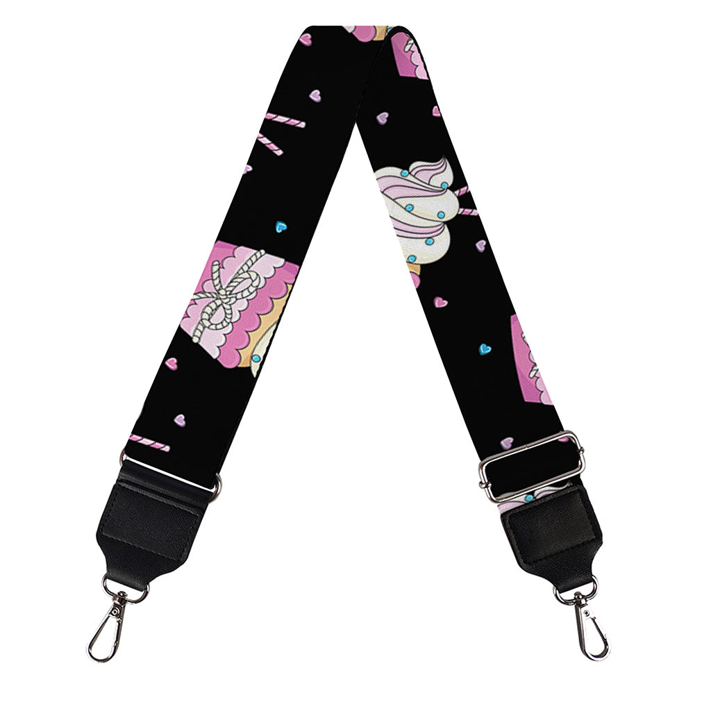 Pink Cupcake Pattern Print Bag Strap