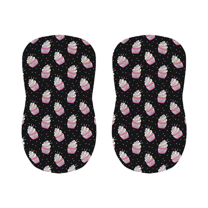 Pink Cupcake Pattern Print Bar Stool Covers