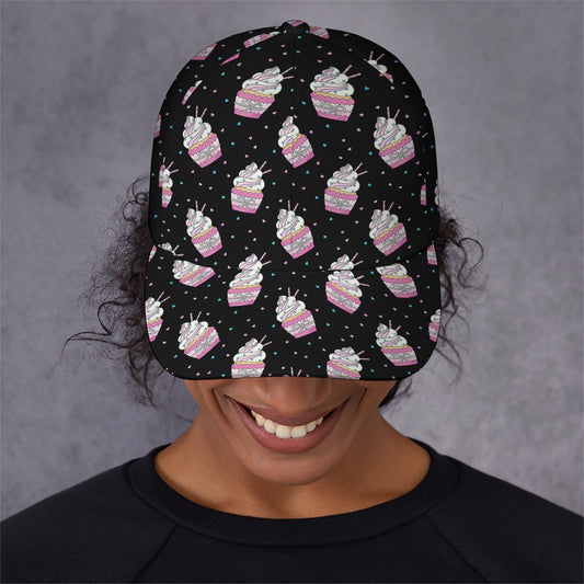 Pink Cupcake Pattern Print Baseball Cap