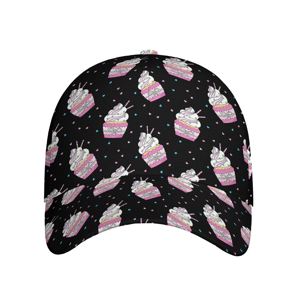 Pink Cupcake Pattern Print Baseball Cap