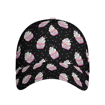 Pink Cupcake Pattern Print Baseball Cap