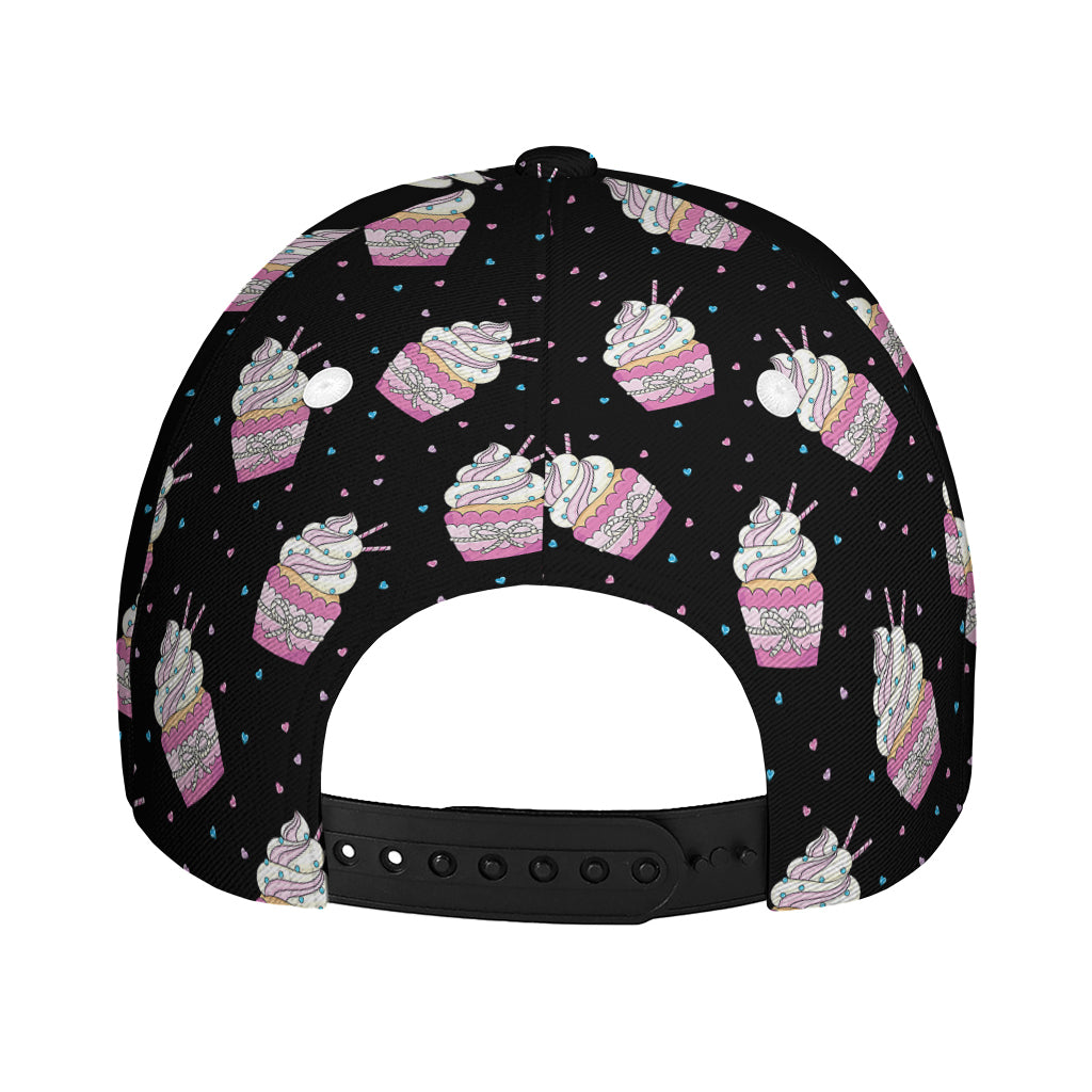 Pink Cupcake Pattern Print Baseball Cap