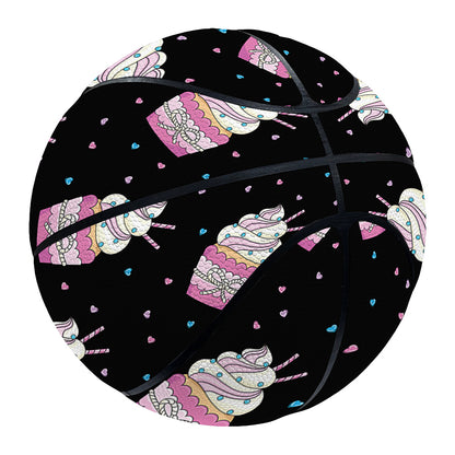 Pink Cupcake Pattern Print Basketball