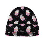 Pink Cupcake Pattern Print Beanie