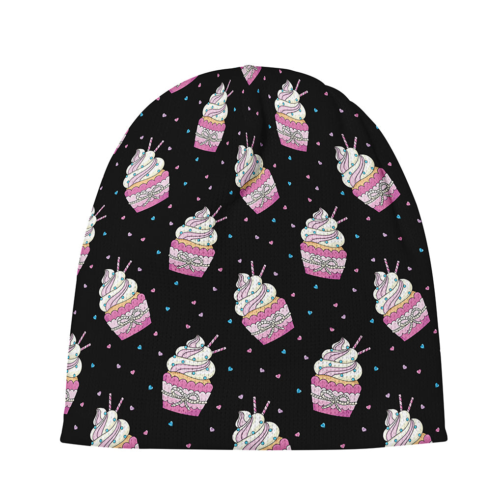 Pink Cupcake Pattern Print Beanie