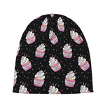 Pink Cupcake Pattern Print Beanie