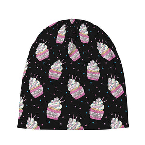 Pink Cupcake Pattern Print Beanie