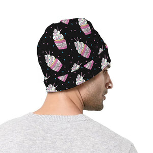 Pink Cupcake Pattern Print Beanie