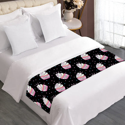 Pink Cupcake Pattern Print Bed Runner