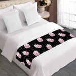 Pink Cupcake Pattern Print Bed Runner