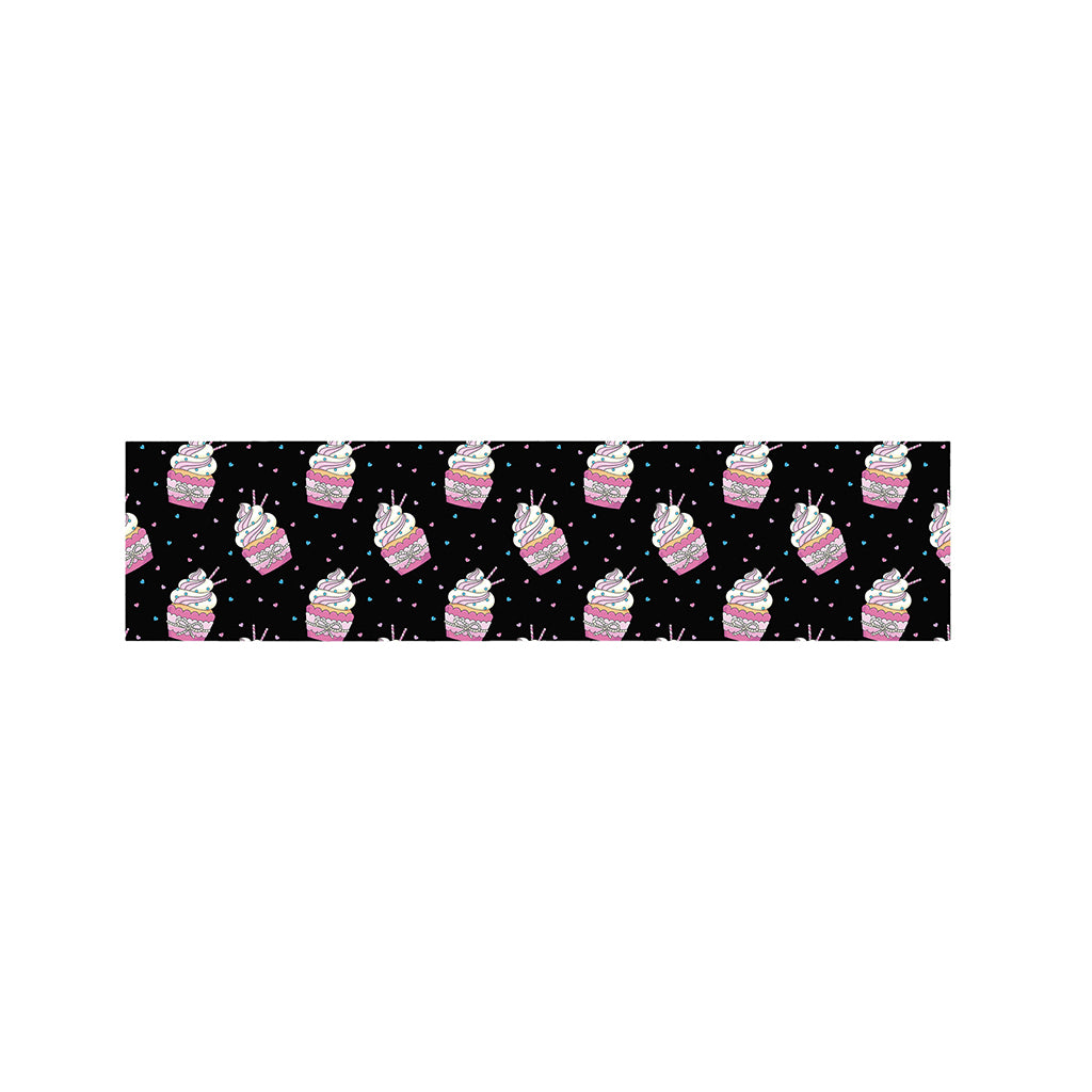 Pink Cupcake Pattern Print Bed Runner