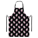 Pink Cupcake Pattern Print Bib Apron With Pocket
