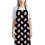 Pink Cupcake Pattern Print Bib Apron With Pocket