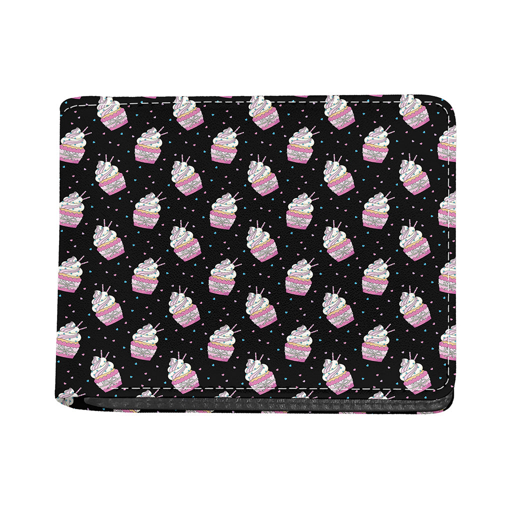 Pink Cupcake Pattern Print Bifold Wallet