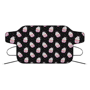 Pink Cupcake Pattern Print Car Windshield Snow Cover