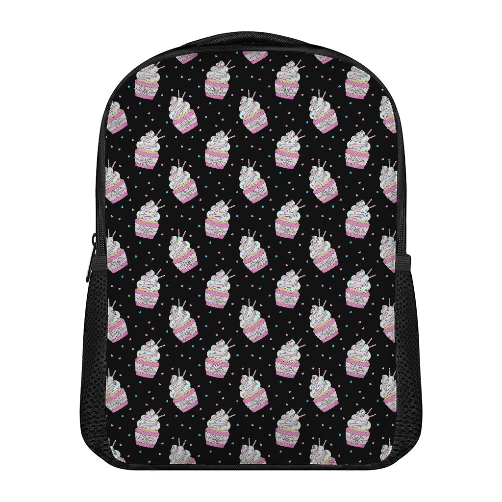 Pink Cupcake Pattern Print Casual Backpack