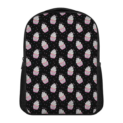Pink Cupcake Pattern Print Casual Backpack