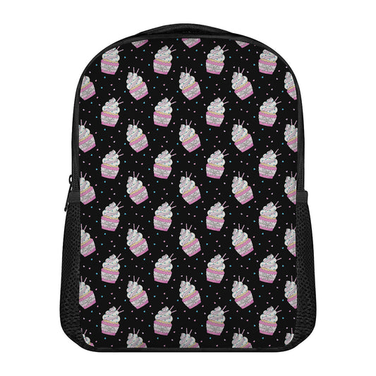 Pink Cupcake Pattern Print Casual Backpack