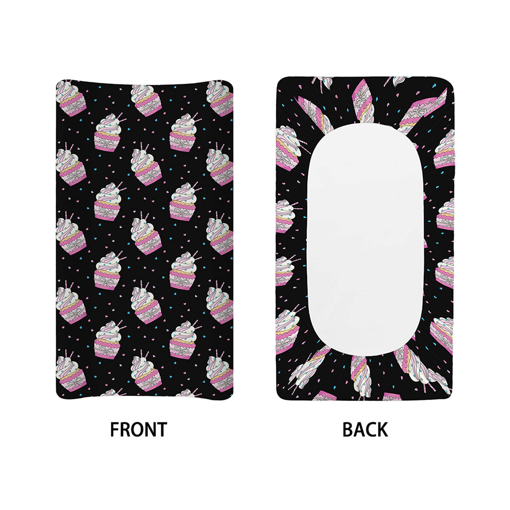 Pink Cupcake Pattern Print Changing Pad Cover