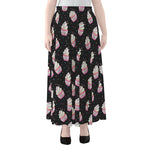 Pink Cupcake Pattern Print Chiffon Maxi Skirt