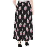 Pink Cupcake Pattern Print Chiffon Maxi Skirt