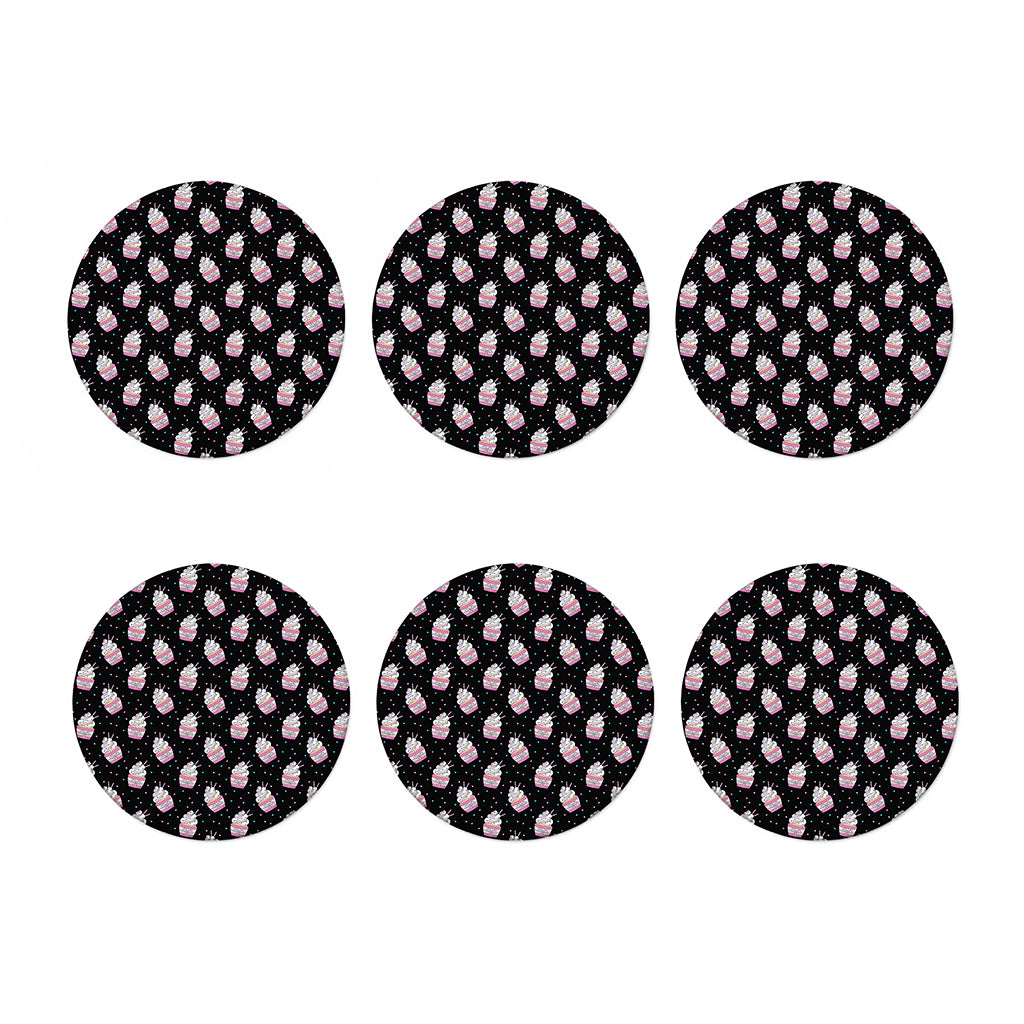 Pink Cupcake Pattern Print Coaster Set