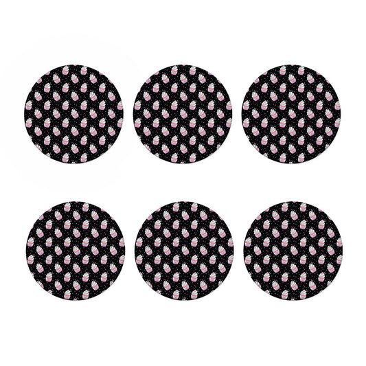 Pink Cupcake Pattern Print Coaster Set