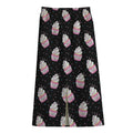 Pink Cupcake Pattern Print Cotton Front Slit Maxi Skirt