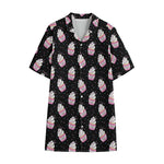Pink Cupcake Pattern Print Cotton Hawaiian Shirt