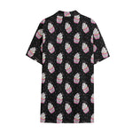 Pink Cupcake Pattern Print Cotton Hawaiian Shirt