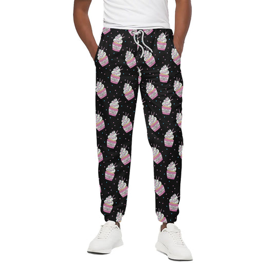Pink Cupcake Pattern Print Cotton Pants