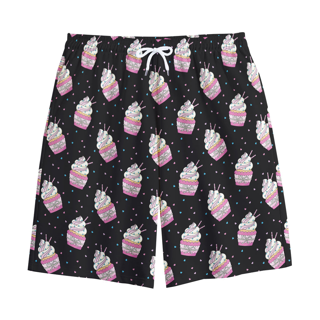 Pink Cupcake Pattern Print Cotton Shorts