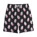 Pink Cupcake Pattern Print Cotton Shorts