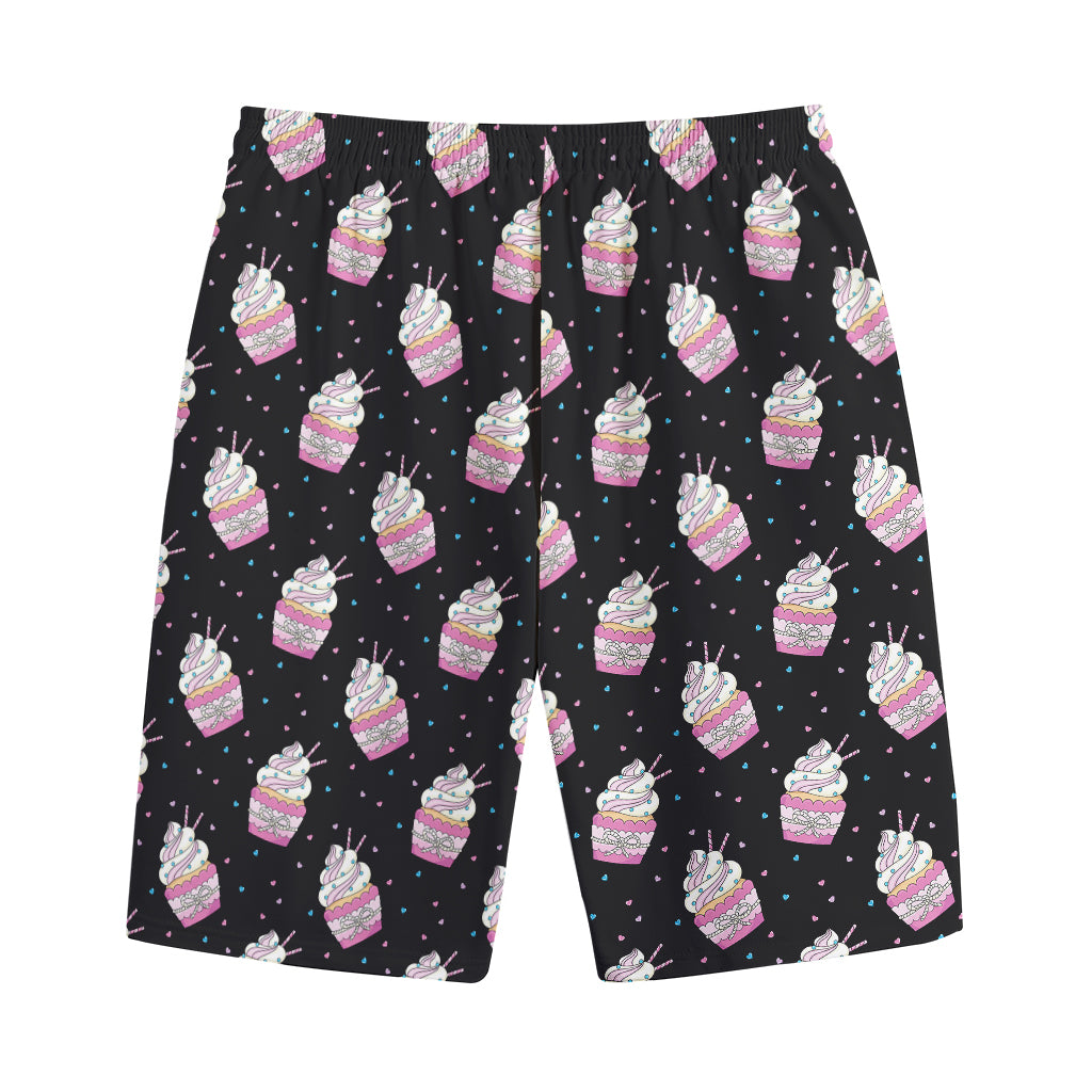 Pink Cupcake Pattern Print Cotton Shorts